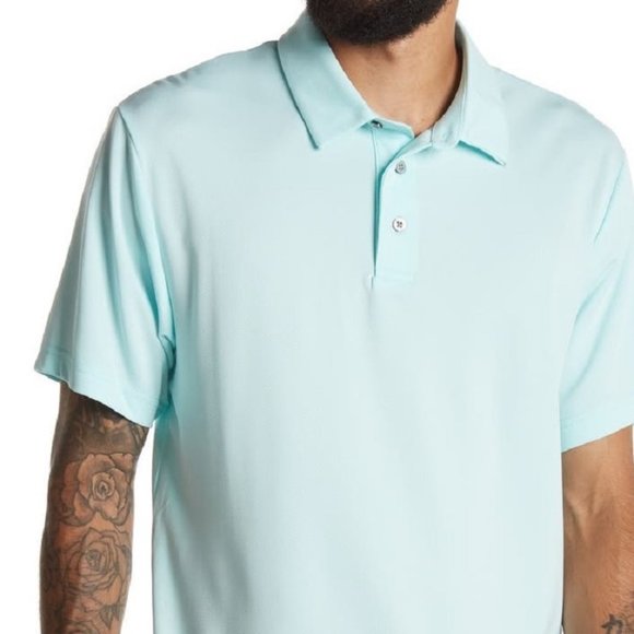PGA Tour Final Sale NWT $60 Men's Mini Geo Jacquard SS Golf Polo Shirt Polynya L - Picture 2 of 4